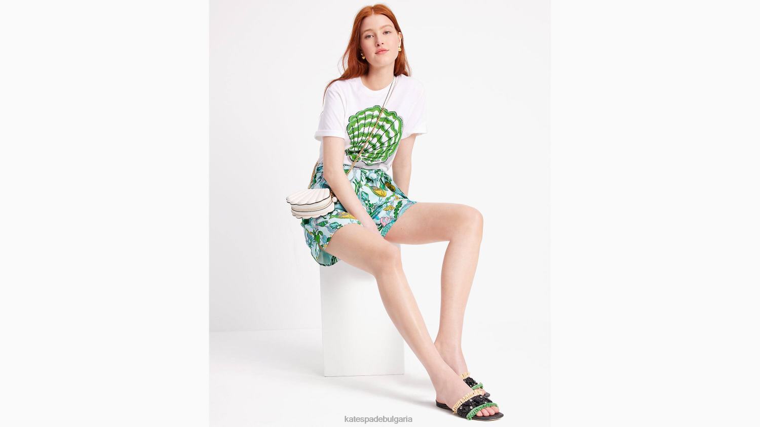 облекло Kate Spade украсена тениска с черупки прясно бяло Жени 2N00B690