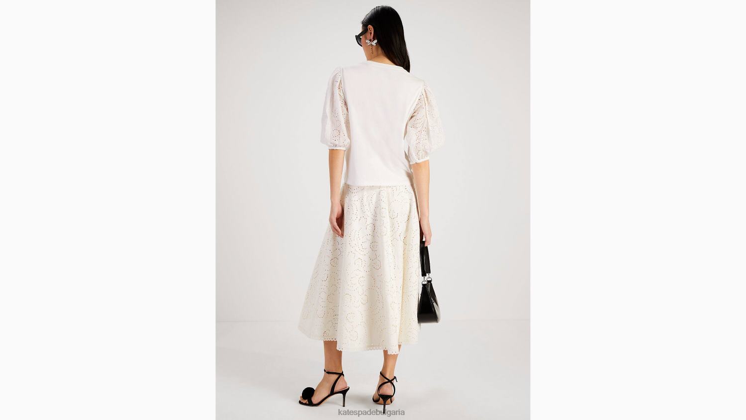 облекло Kate Spade тениска с бродирани цветя прясно бяло Жени 2N00B753