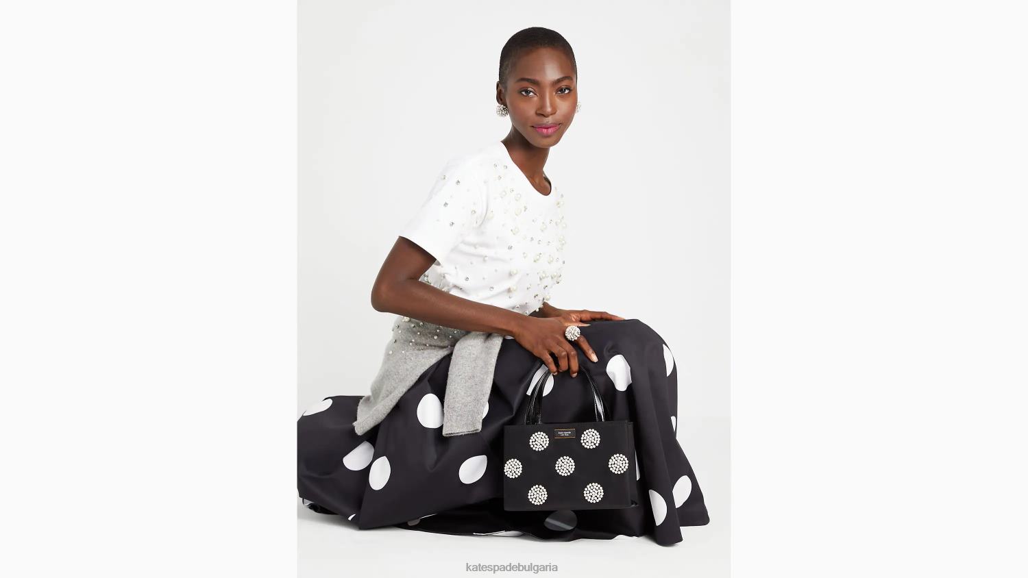 облекло Kate Spade тениска, украсена с перлени кристали прясно бяло Жени 2N00B776