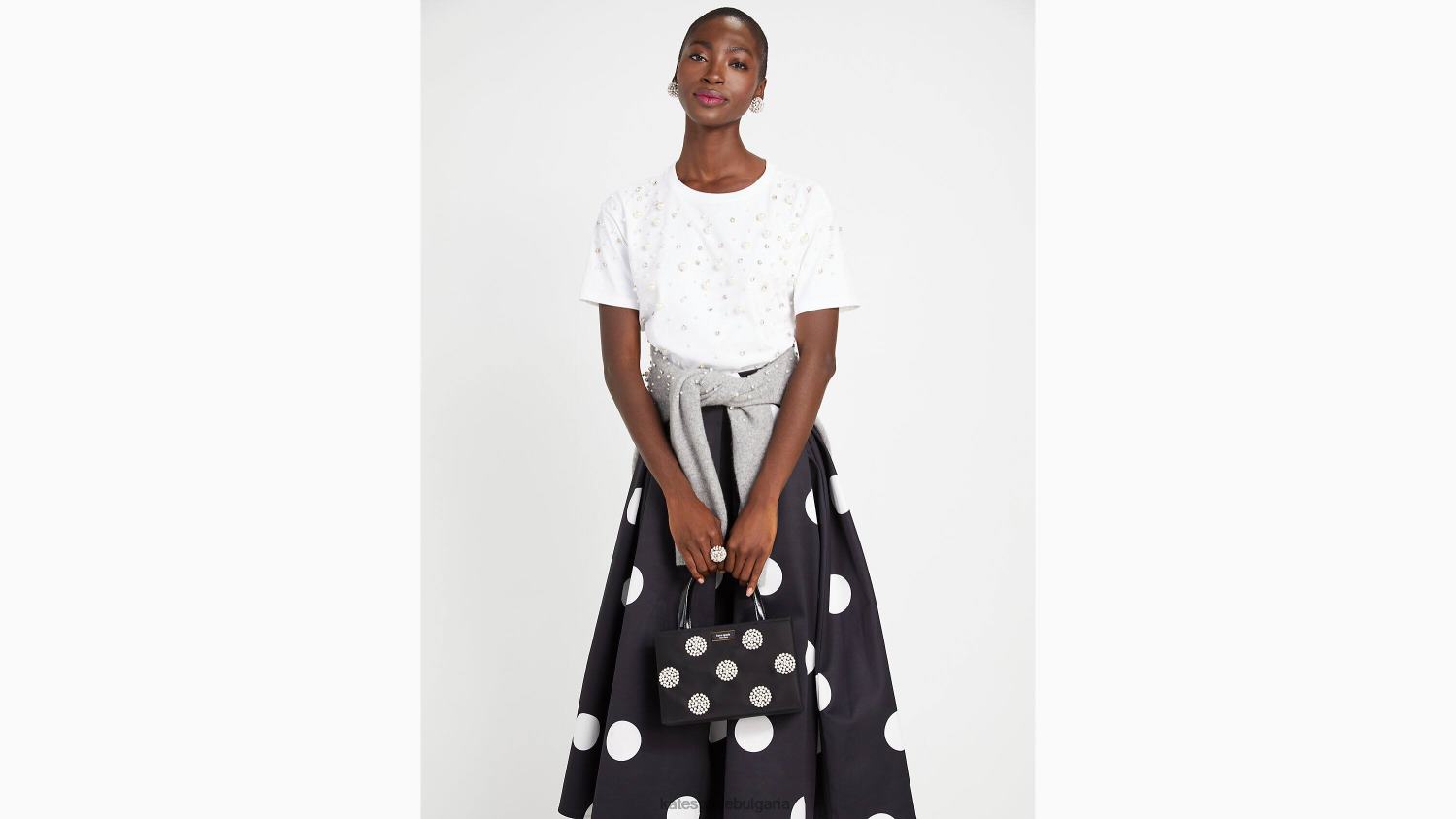 облекло Kate Spade тениска, украсена с перлени кристали прясно бяло Жени 2N00B776