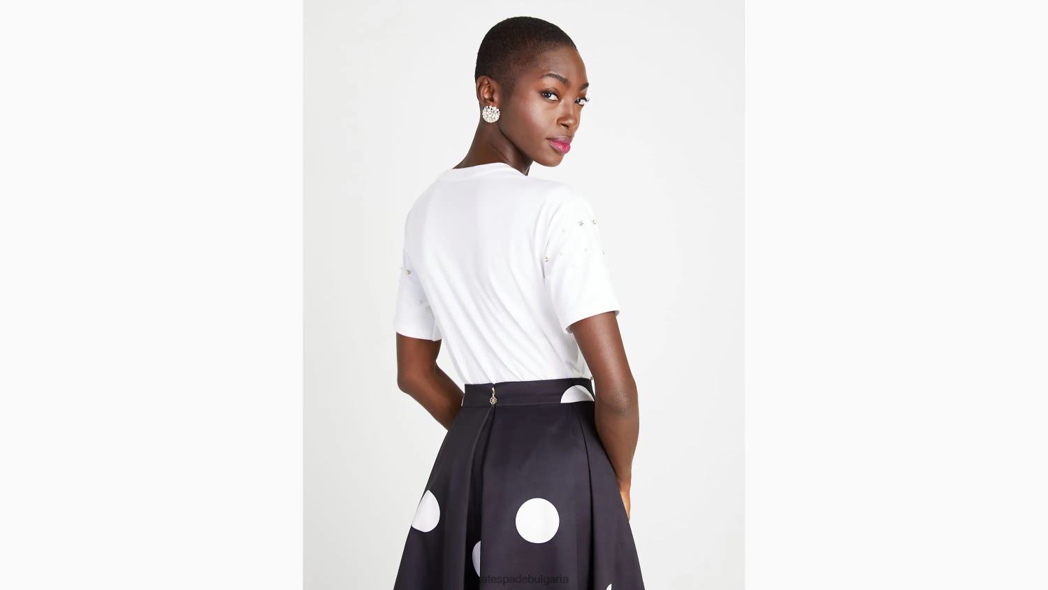 облекло Kate Spade тениска, украсена с перлени кристали прясно бяло Жени 2N00B776