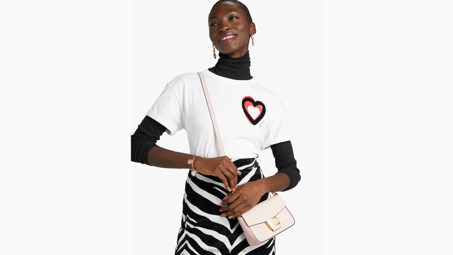 облекло Kate Spade тениска с украсени припокриващи се сърца прясно бяло Жени 2N00B894