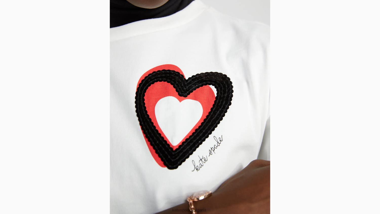 облекло Kate Spade тениска с украсени припокриващи се сърца прясно бяло Жени 2N00B894