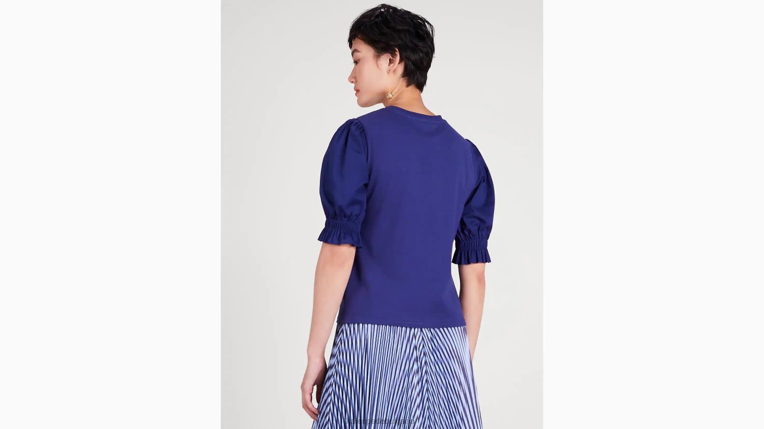 облекло Kate Spade тениска с буф ръкав от поплин френски флот Жени 2N00B900