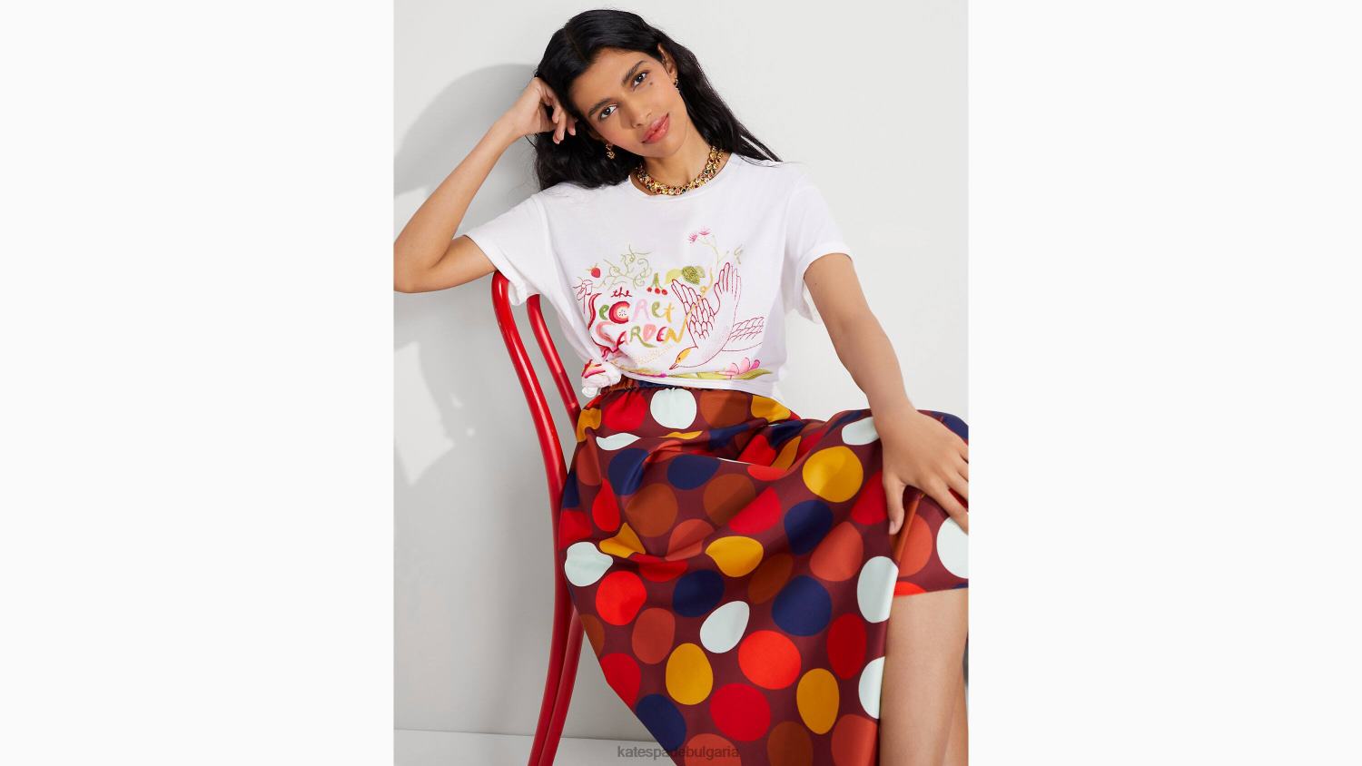 облекло Kate Spade украсена тайна градинска тениска прясно бяло Жени 2N00B938