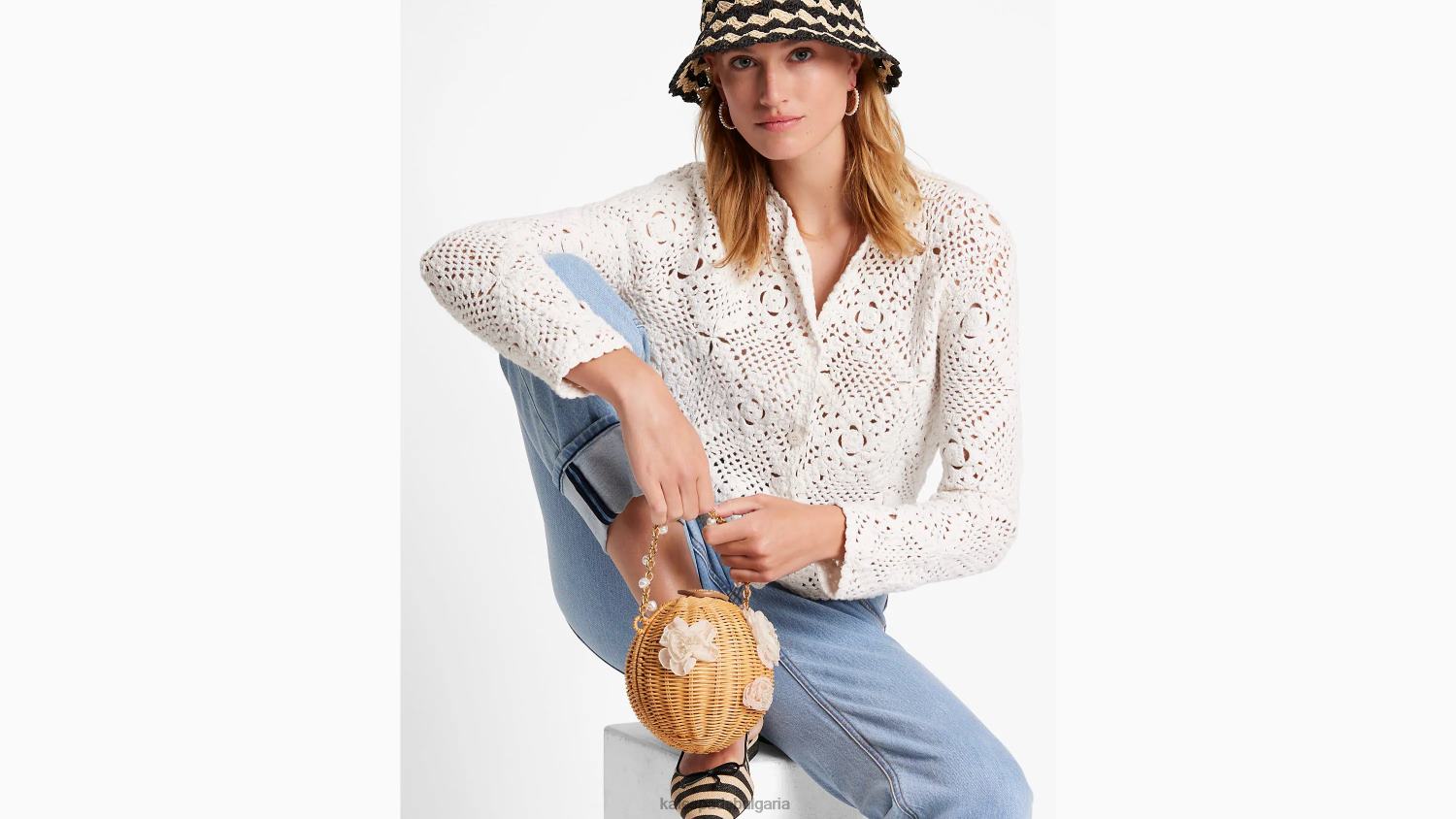 облекло Kate Spade плетена жилетка с деколте френски крем Жени 2N00B709