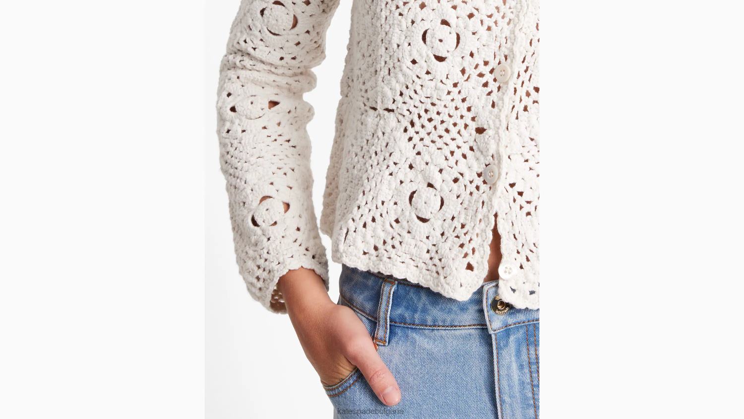 облекло Kate Spade плетена жилетка с деколте френски крем Жени 2N00B709