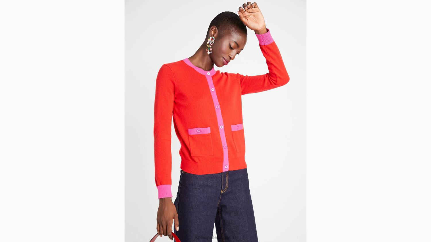 облекло Kate Spade жилетка с деколте от кашмир пламъчно алено/розова слива Жени 2N00B963