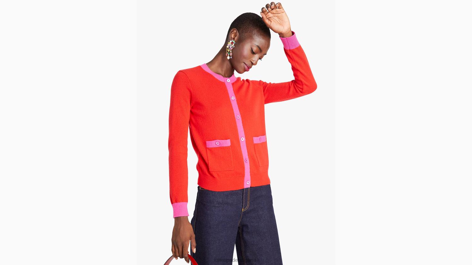 облекло Kate Spade жилетка с деколте от кашмир пламъчно алено/розова слива Жени 2N00B963