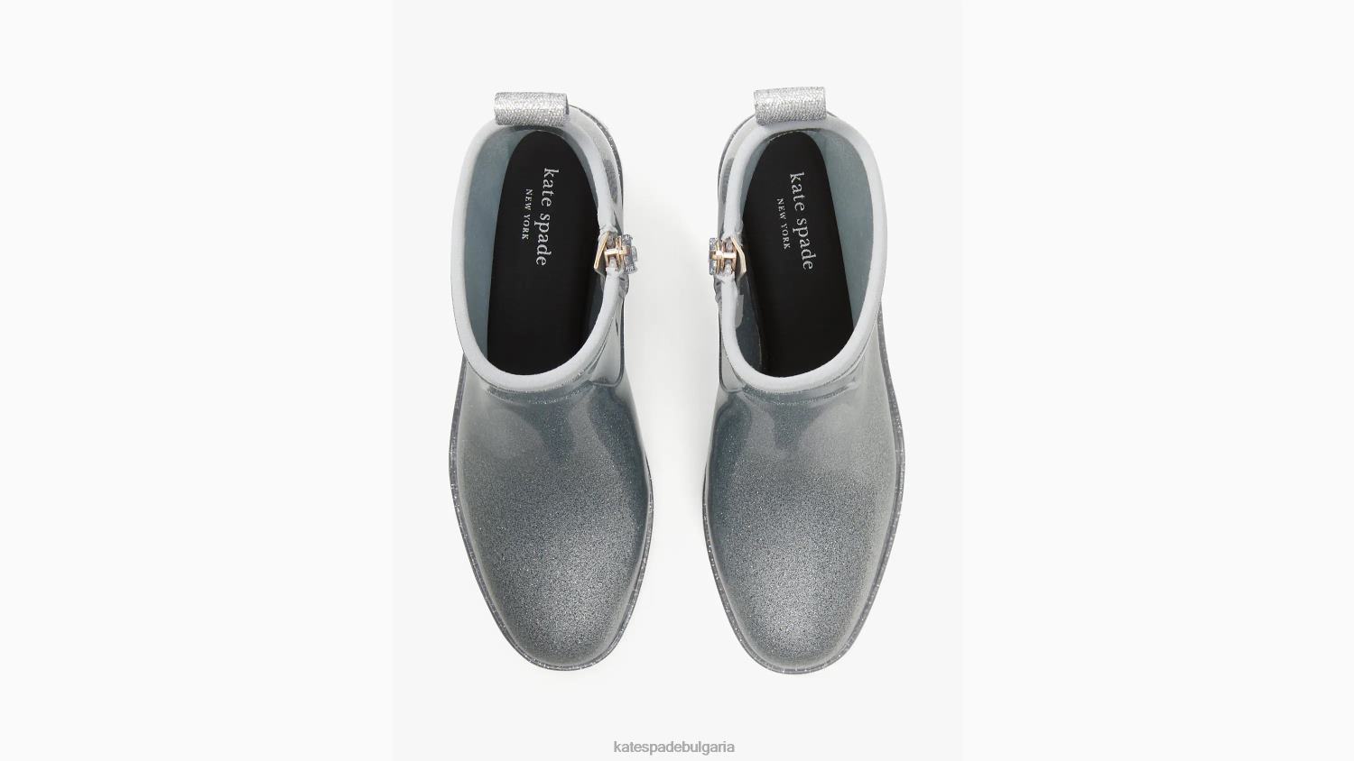 обувки Kate Spade ботуши за дъжд от локви сребърен блясък Жени 2N00B614