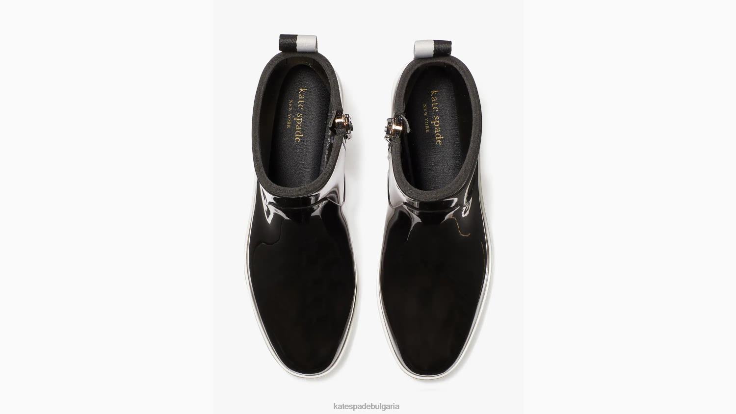 обувки Kate Spade ботуши за дъжд от локви черно/пергамент Жени 2N00B625